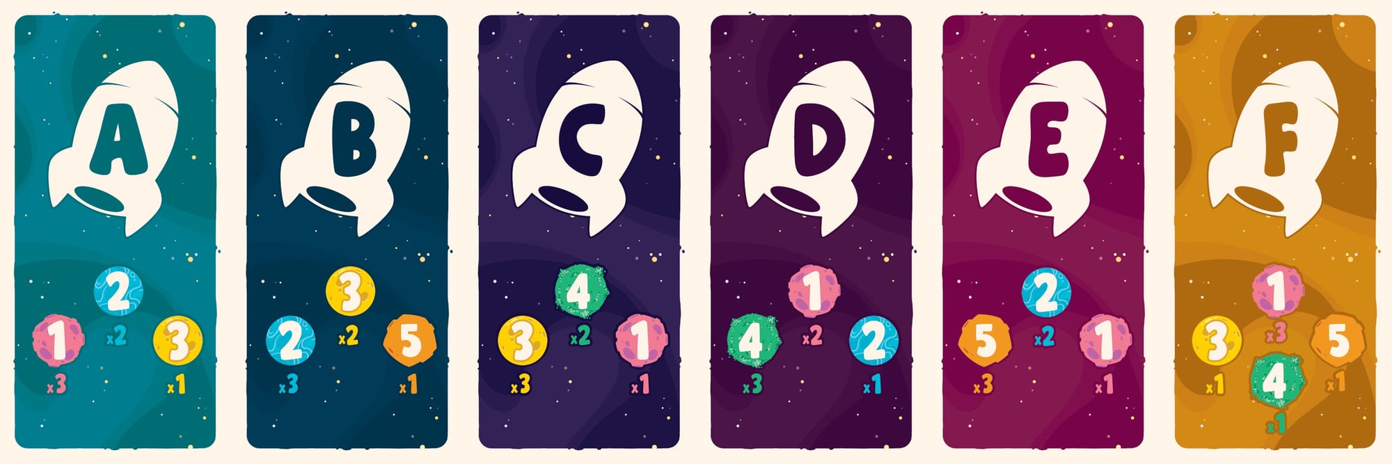 The back of each of the six decks in Cosmo