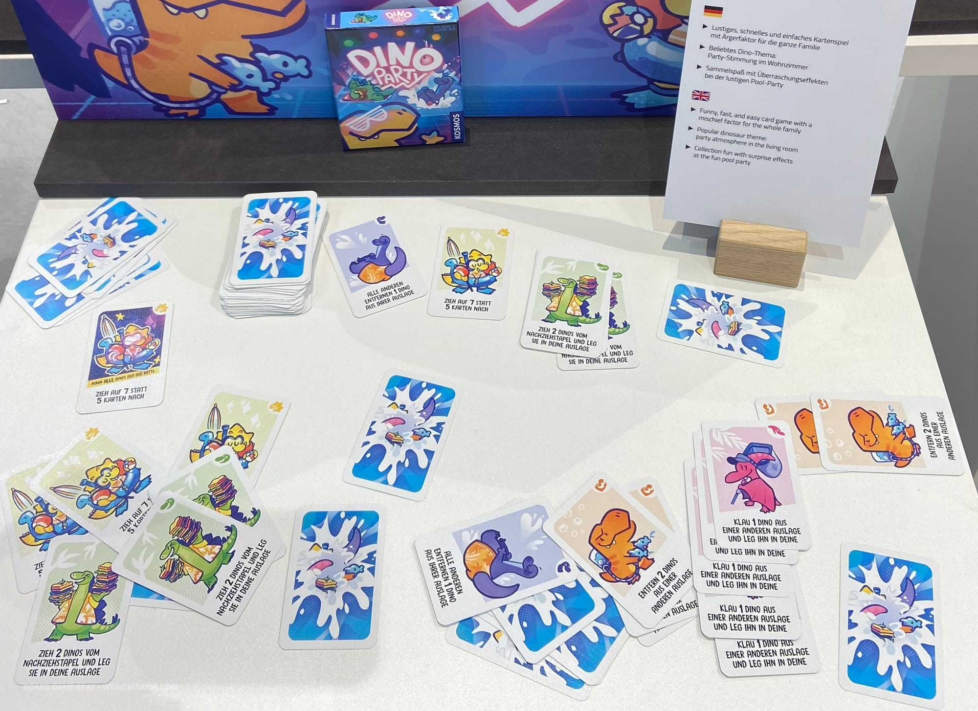 A variety of cards from Dino Party, with each card having a special ability