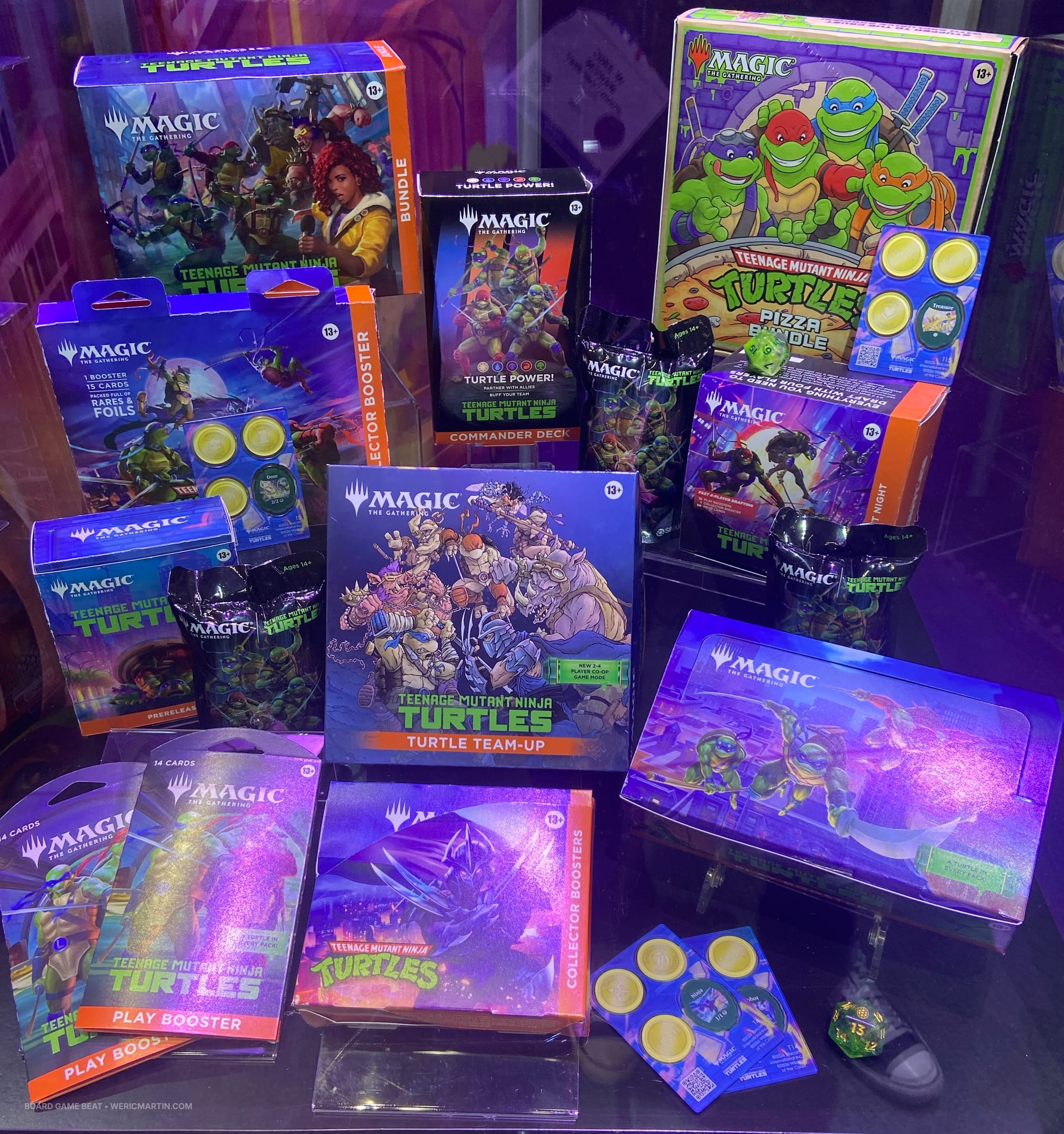 Lots of different packages for the Teenage Mutant Ninja Turtles edition of Magic: The Gathering