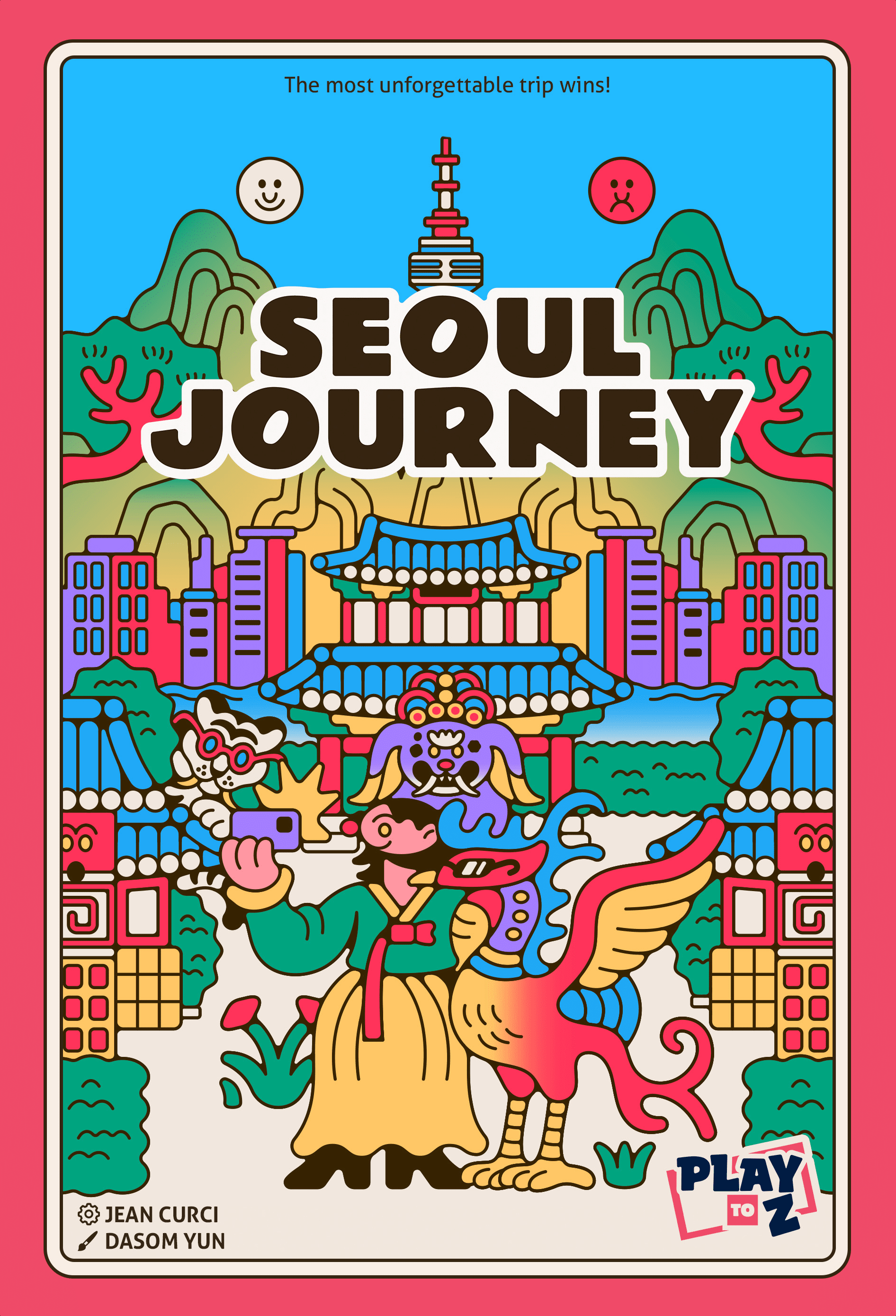 The front cover of Seoul Journey, which features colorful, cartoony artwork by a Korean artist