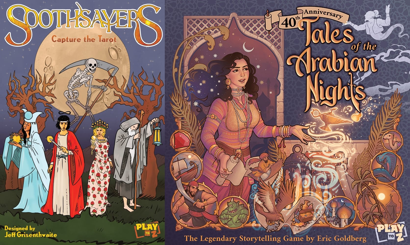 Front covers of Soothsayers and Tales of the Arabian Knights