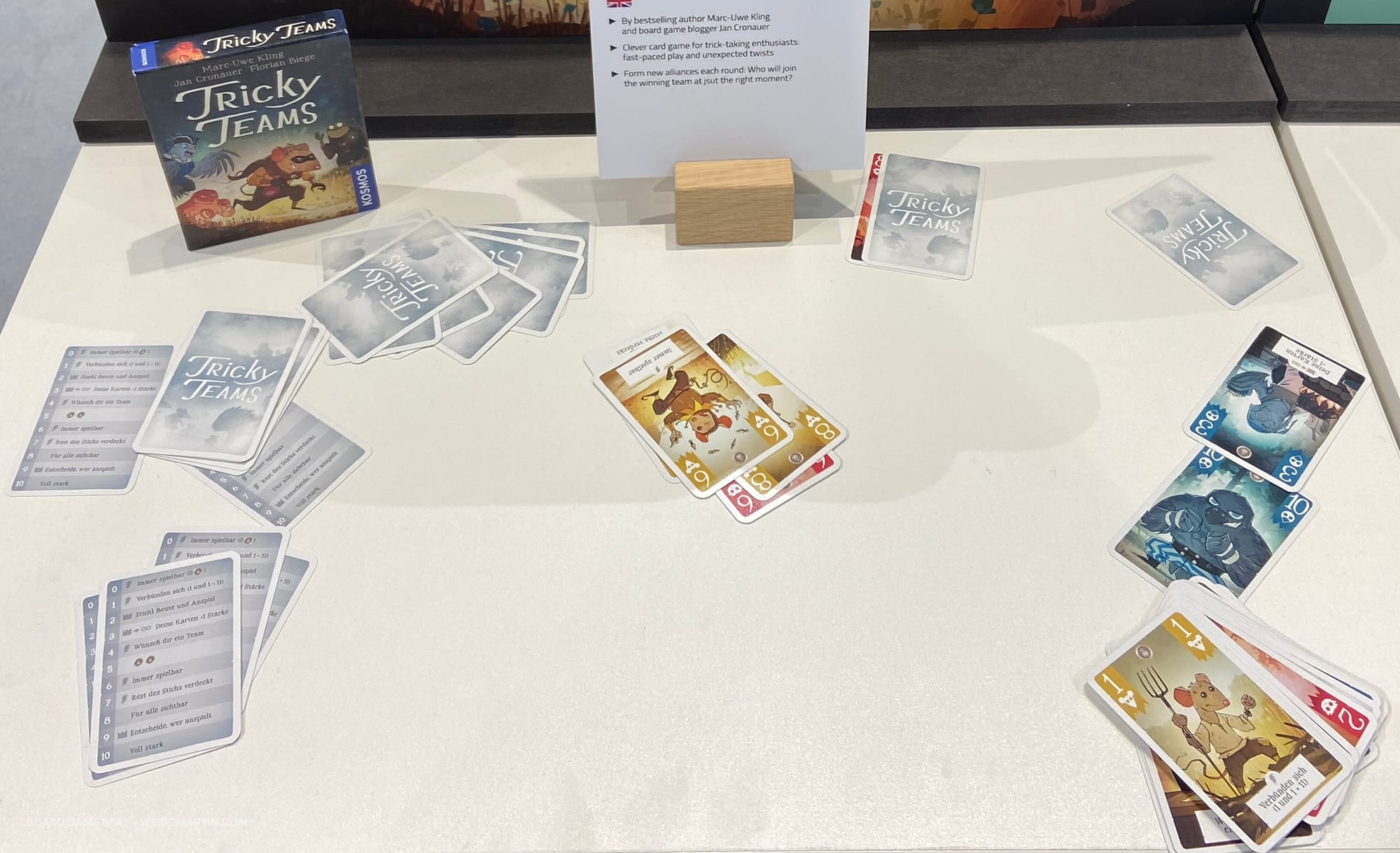 Sample cards from Tricky Teams, along with a