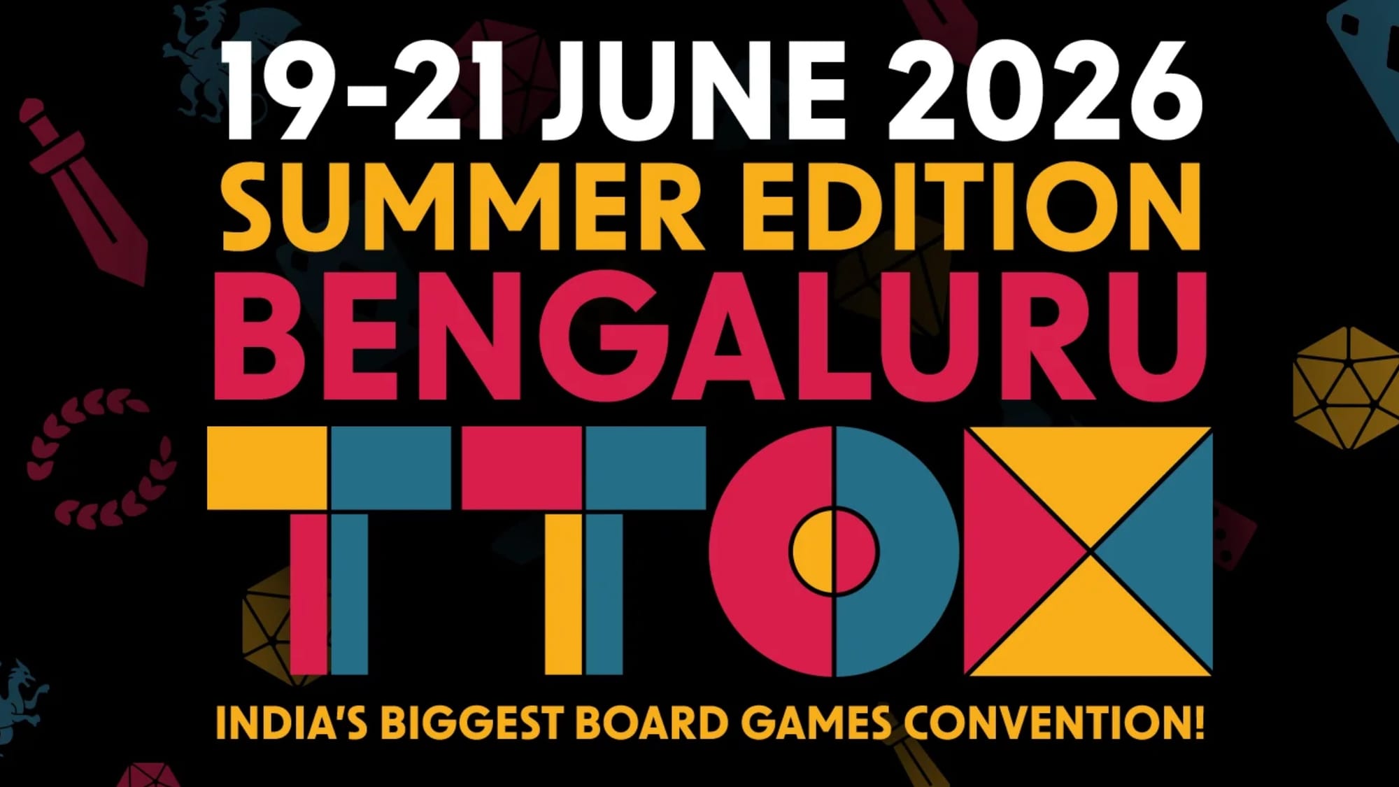 A promotional image for the TTOX game convention in Bengaluru, India on June 19-21, 2026